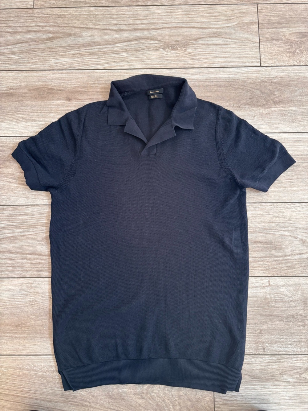 Massimo Dutti Dark Navy Short-Sleeve Polo